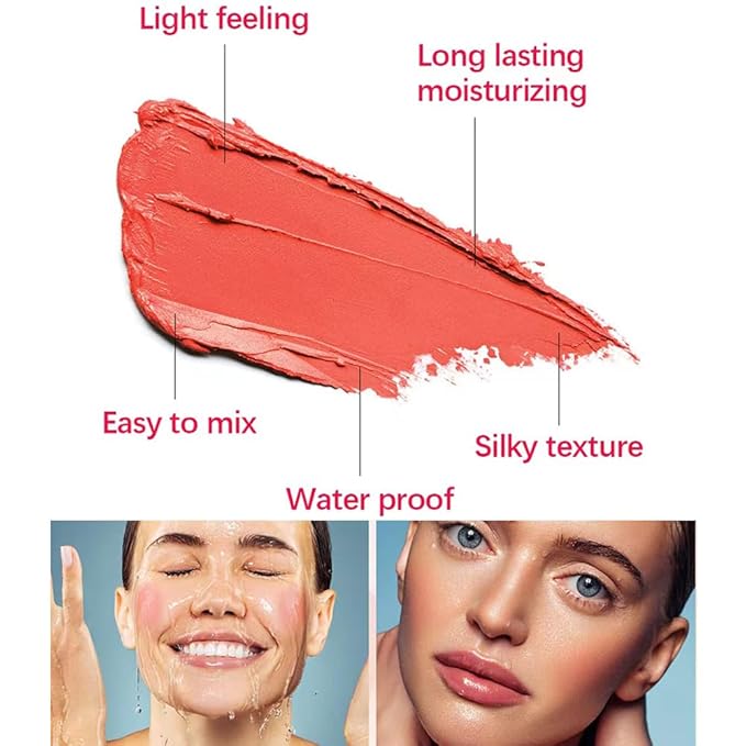 Soft Creamy Highlighter Blush Stick, Silky Smooth Shimmer Bronzer Stick,Waterproof Blendable Natural Glow Highlighter Makeup Stick, Lightweight Body Face Illuminator Luminizer,06 Golden Brown