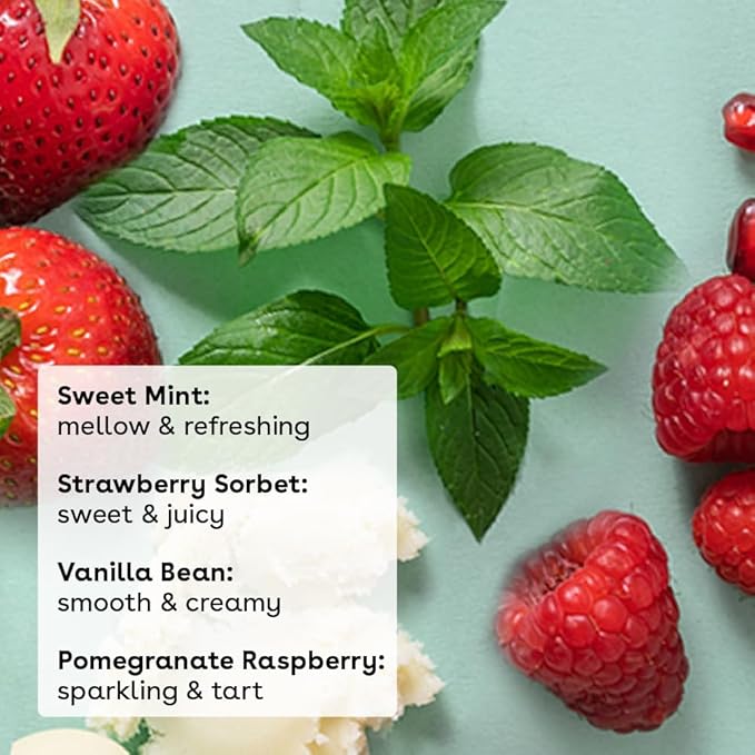 eos 100% Natural & Organic Lip Balm Sticks- Strawberry Sorbet, Vanilla Bean, Sweet Mint & Pomegranate Raspberry, Lip Care Products, 0.14 oz, 4-Pack