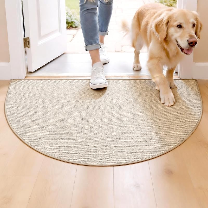 Door Mat 36" x 24", Half Circle Non Slip Washable Entry Rug, Low Profile by Unknown