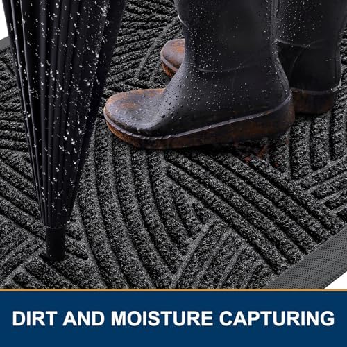Smiry Front Door Mat Outside Entrance, Low Profile Rubber Doormat - Image 3
