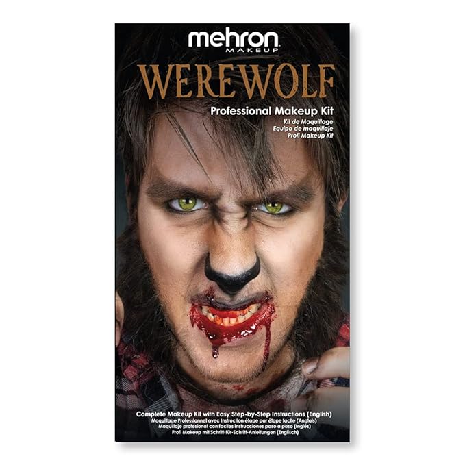 Mehron Makeup Premium Character Kits| Makeup Kits for Halloween & Cosplay| Made in the USA | Complete Makeup Kit | Includes all Makeup, Tools, & Instructions on How to Create the Look | (Werewolf)