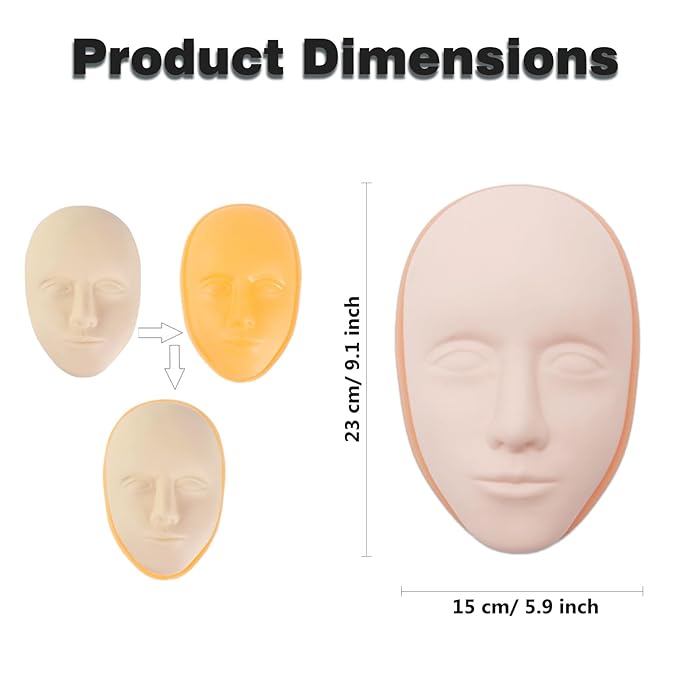 Makeup Practice Face Kit - Includes 6PCS Practice Fake Face & 5D Face Model Stand and Eye Makeup Assistance Tools, Ideal for Daily Makeup Training and Workshops