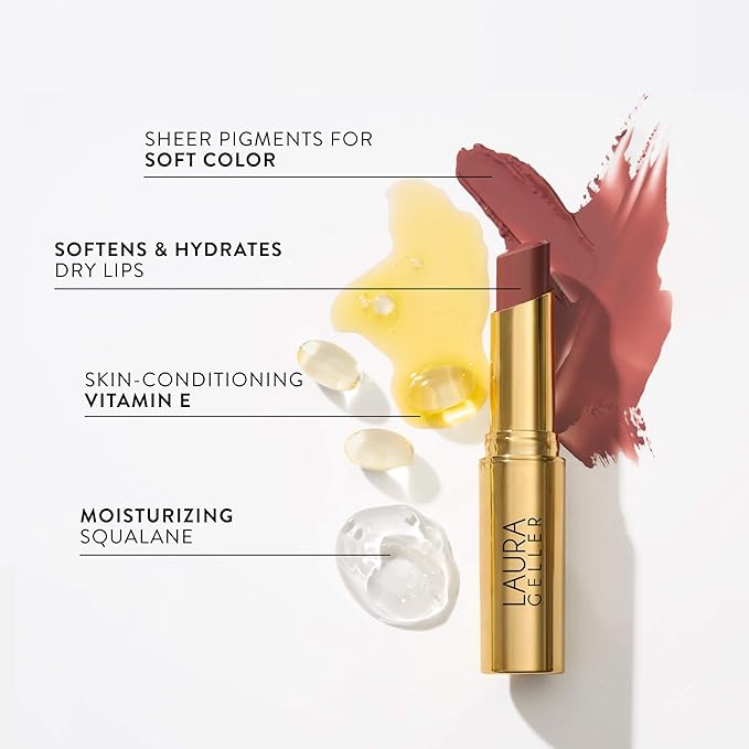 LAURA GELLER NEW YORK Jelly Balm Moisturizing Tinted Lip Color - Whatta Melon Hydrating Vitamin E - Semi-Shine Finish