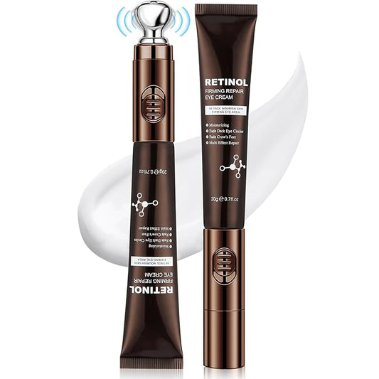 20g Eye Cream with Electric Massager, Moisturizing Anti-Wrinkles Eye Cream, Anti Aging Eye Cream for Dark Circles and Puffiness, Results in 3-4 Weeks to Reduce Fine Lines