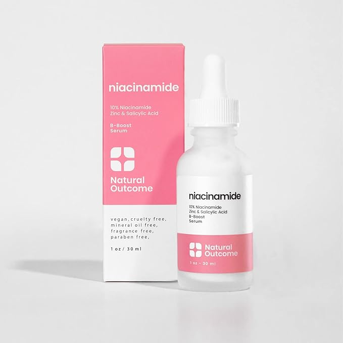 Niacinamide Serum for Face by Natural Outcome Skin Care, B-Boost Niacinamide 10% Plus Zinc 2% Salicylic Acid + Hyaluronic Acid, Acne Treatment + Pore Reducing Serum + Skin Balancing