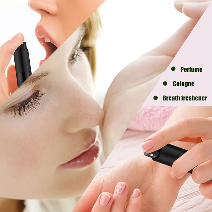 2 PCS/8ml Portable Mini Perfume Atomizer bottles, Empty Refillable Spray Bottle with 3 Types of Refill Tools, Pocket Travel Perfume Sample Bottles(Matte Black)