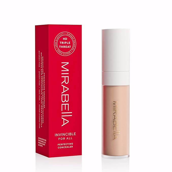Mirabella Invincible For All Perfecting Under Eye Concealer Full Coverage - Hydrating Makeup Concealer for Dark Circles, Fine Lines & Wrinkles w/Hyaluronic Acid - Deep D210