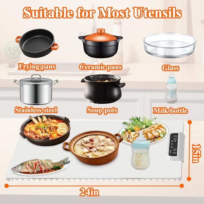 Food Warmer Mat, Electric Warming Tray, Portable Food Warming Mat with Adjustable Temperature and Timer, Roll Up Heating Mat for Food,Full Surface Heating,Fast Heating for Daily Use, Gatherings,Party