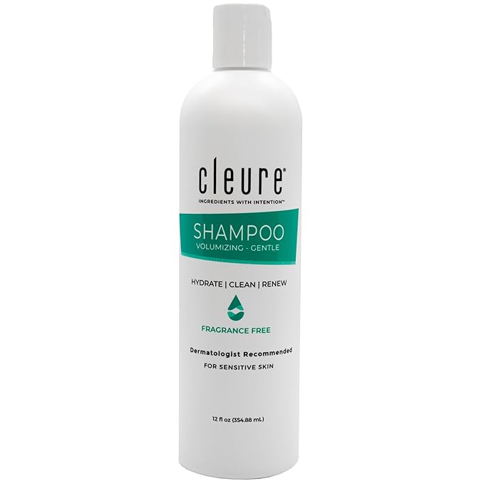 Cleure Hypoallergenic Volumizing Shampoo for Sensitive Skin - Fragrance Free, SLS Free & Paraben Free (12 oz, Pack of 1)