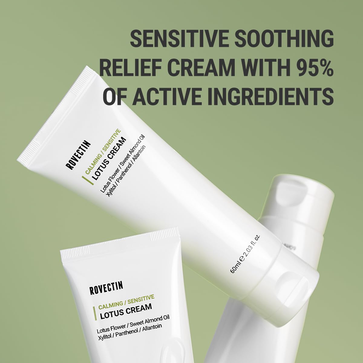 ROVECTIN Calming Lotus Water Cream - Lightweight Moisturizer Face Cream for Oily, Combination Skin | 75% Lotus Water Extract For Skin Purifying, Anti-Aging | Vegan Korean Skincare (2.03 fl oz, 60ml)
