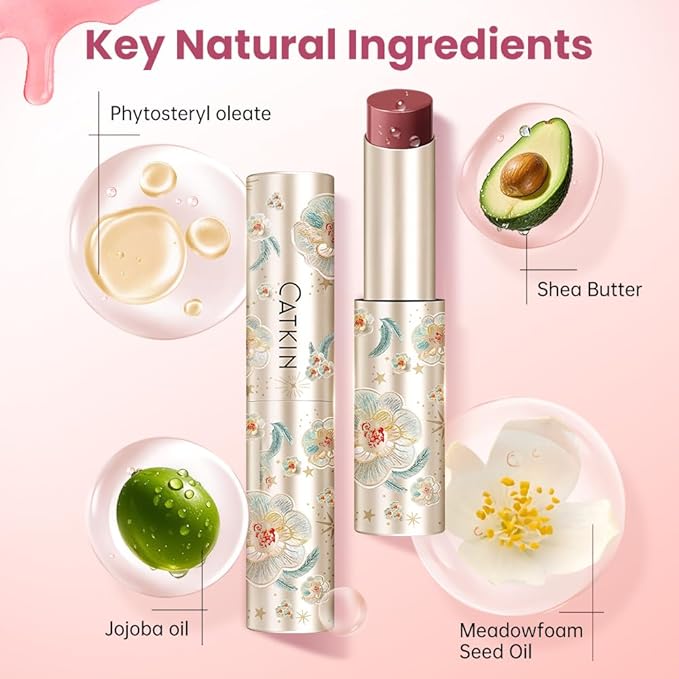 CATKIN Glossy Lip Balm Ultra Hydating Glow Lip Tinted Jelly Plump Melting Balm Shea Butter Repair Soothing For Dry Lips Dewy Finished 0.12 oz 2pcs Set 03