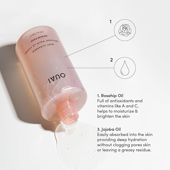 OUAI Body Cleanser Refill, Melrose Place - Foaming Body Wash with Jojoba Oil and Rosehip Oil to Hydrate, Nurture, Balance and Soften Skin - Paraben, Phthalate and Sulfate Free Skin Care - 32 Oz