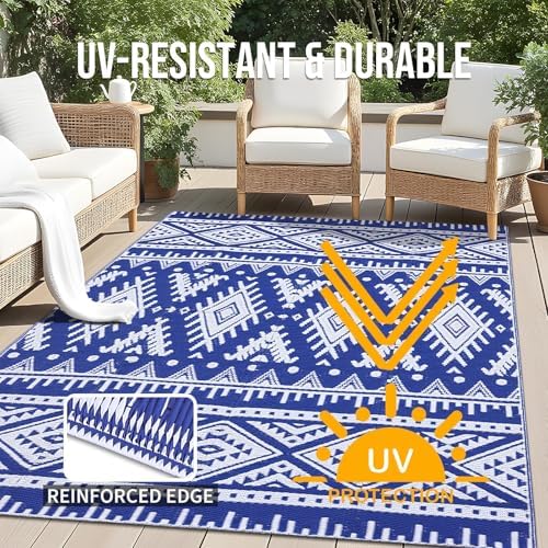OLANLY Outdoor Rug 4x6 ft Waterproof Reversible Boho Mat - Image 4