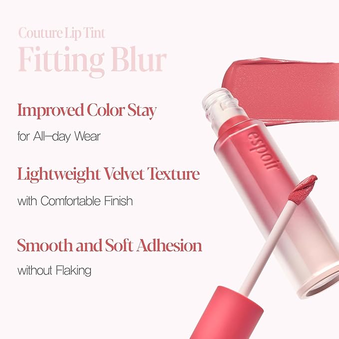 Espoir Couture Lip Tint Fitting Blur #12 Honey Coat 0.14oz | Soft and Creamy Color for Blurry Lip Look | Smudge-Proof Fixing Lip Stain | Lightweight and Comfortable Matte Finish