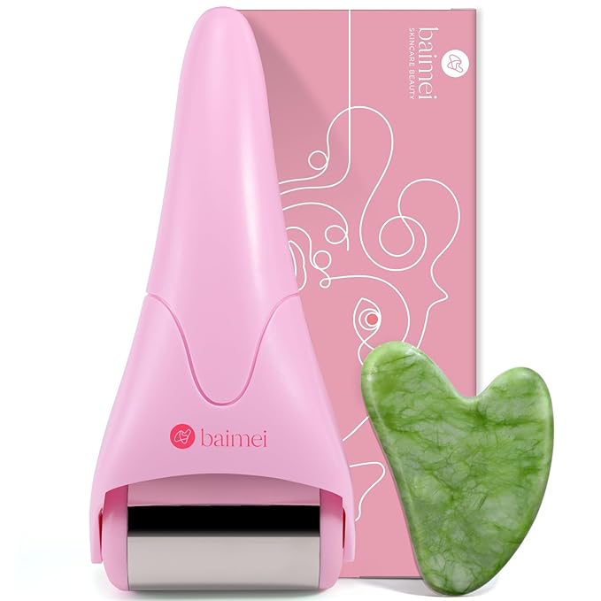 BAIMEI Stainless Steel Ice Roller for Face & Gua Sha Facial Tools, Soothes Puffiness, Relieves Pain, Self - Care Gift for Women