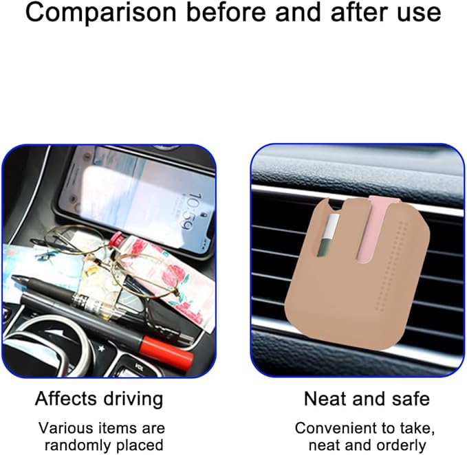 Holder for Car Air Vent, Upright Washable Lip Balm Protector for Women Girls, Auto Interior Space Saving Accessories, Universal for Vehicle, Truck and More（Brown）