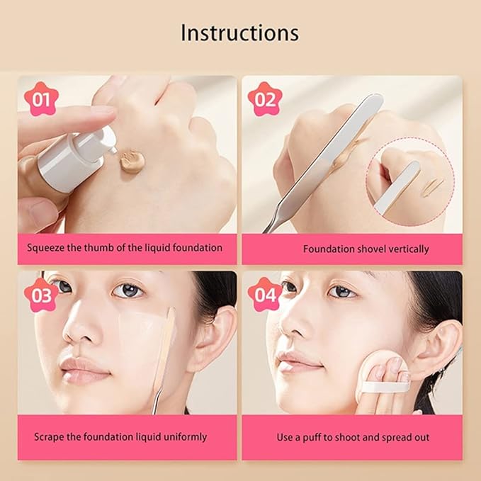 6 Pack Stainless Steel Makeup Spatula Foundation Liquid Foundation Mixer Face Cream Applicator Cosmetic Mixing Tool for Foundation Eye Shadow Cream