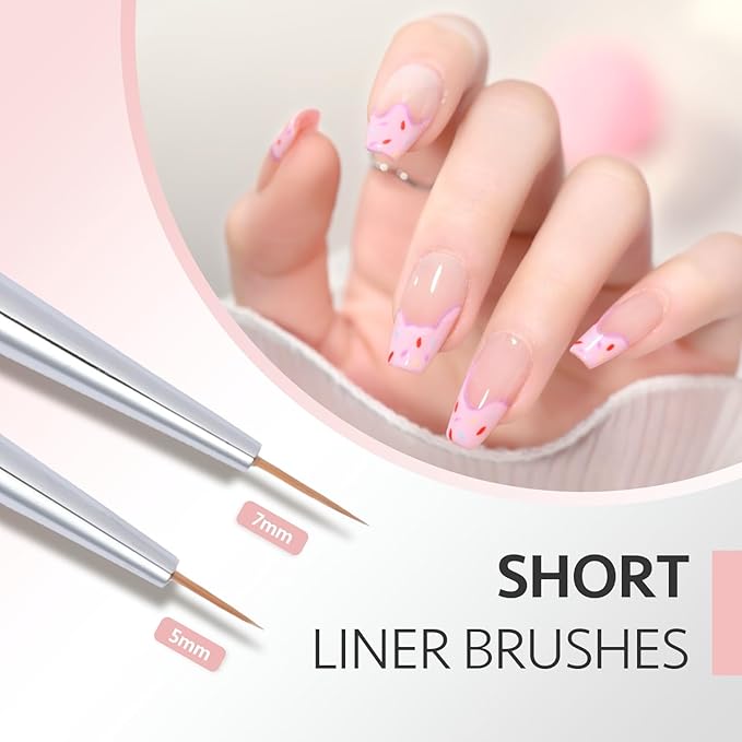 GAOY 5 Pcs Nail Art Liner Brushes, Thin French Liner, Nail Design Tools for Nail Detail Painting, for Nail DIY