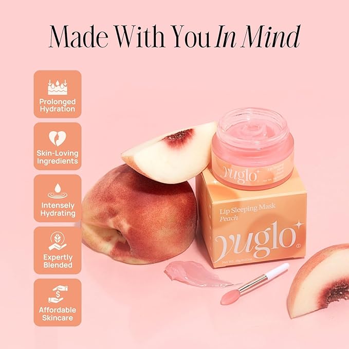 Moisture & Collagen Booster Lip Sleeping Mask - Treatment to Restore, Hydrate & Plump Dry Chapped Lips - Peach