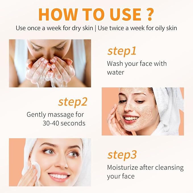 Vitamin C Face Scrub, Exfoliating Facial Wash with Retinol, Facial Scrub,Facial Exfoliating Scrub, Facial Scrubs for Women,Deep Cleansing Face Wash Cleanser for Women Men