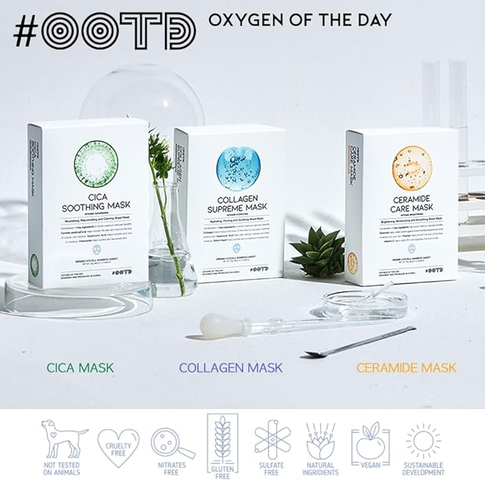 Cica Calming Mask for Face Sensitive Irritated Skin, Soothing, Moisturizing, Korean Anti Aging Face Mask, Eve Vegan, Chamomile, Hyaluronic Acid 10EA