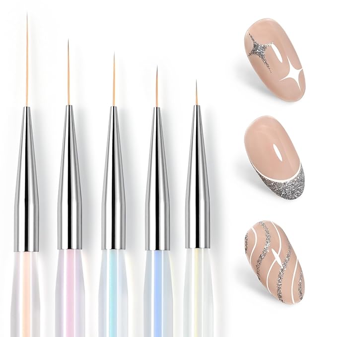 GAOY 5Pcs Nail Art Liner Brushes, Professional Painting Art Pen Set, Nail Design Tools for French Liner, Thin Details and Fine Drawing