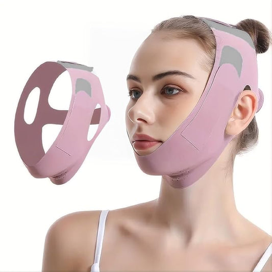 Face Slimming Mask, Breathable Mesh Design，V Line Face Lifting Strap and V Line Face Shaping Belt - Chin and Cheek Lifting Bandage for V Face Lift - Sleeping Mask Strap for Women - pink