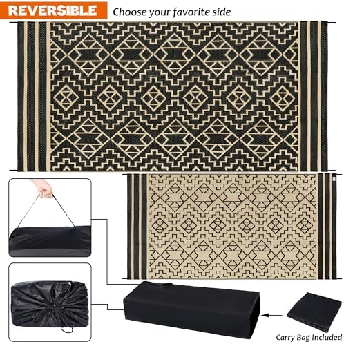 SAND MINE Reversible Mats, Plastic Straw Rug, Modern Area Rug, Large Floor Mat - Image 2