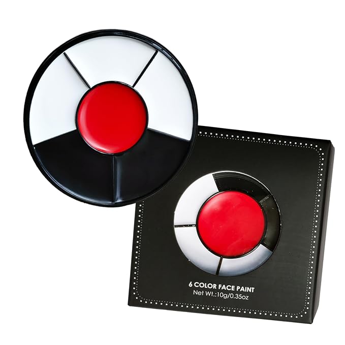 Clown Makeup Kit Face Paint Clown Wheel Black White Red Eye Black Football Softball Baseball Sports,Professional Halloween Joker Zombie Skeleton Vampire Makeup