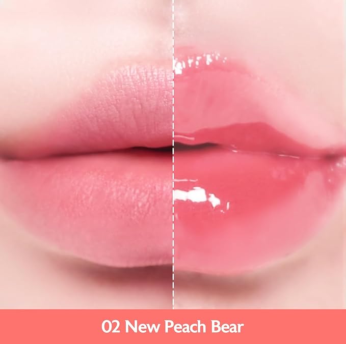 MILKTOUCH Jelly Fit Lip Tint (01 New Peach Bear) with Cooling Plumping Effect and Water-Based Non-Sticky Texture | Long Lasting Korean Beauty Lipstain Tinted Gloss Oil Brown K Makeup