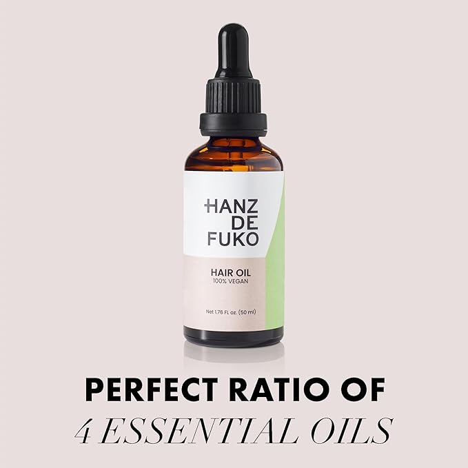 Hanz de Fuko Vegan Hair and Beard Oil – Supports Growth, Beard Health and Softer, Smoother Hair – Hydrating Formula with Argan & Jojoba Oil, Vitamin E and Grape Seed Extract –1.76 oz., Travel Size