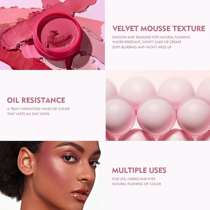 MAEPEOR Cream Blush 9 Color Smooth High-Pigmented Buildable Face Blush Long-Lasting Natural Look Face Blush for Cheeks (Color 02)