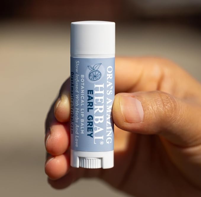 Natural Earl Grey Lip Balm, Bergamot Essential Oils Paraben Free, Healthy Lip Balm For Dry Cracked Lips 2 Pak With Organic Coconut Oil No Synthetic Fragrance Made In USA Ora's Amazing Herbal 2 Pak