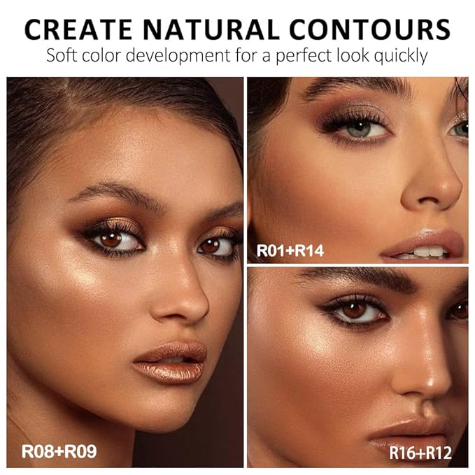 Professional Light Medium Brown Contour Highlight Palette,Multiple Full Coverage Makeup Palet for Correcting, Easy Blending, Long-lasting formula, Sculpt & Highlighting,Matte and Shimmer Finish, 16A