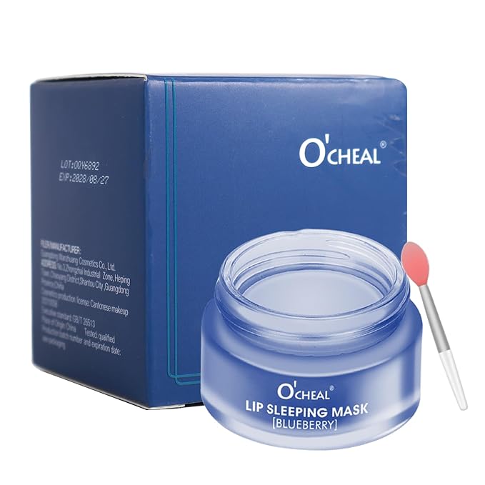 Moisture Collagen Booster Lip Sleeping Mask Sheet, Nourishing, Plumping and Hydrating Lip Balm, Blueberry Lip Mask, Day and Night Repair Lip Balm for Improves Dryness and Cracked (Blueberry)