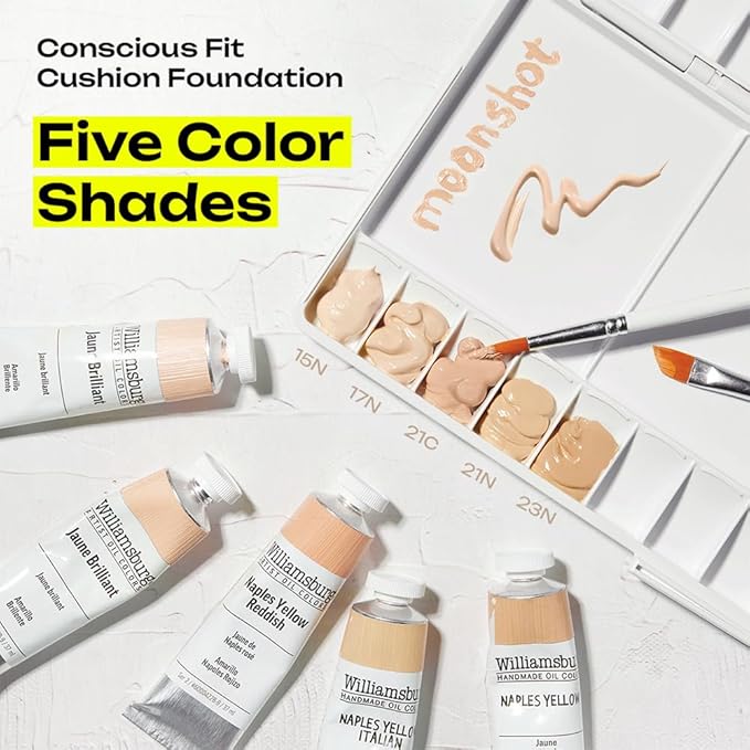 MOONSHOT KOREA Conscious Fit Cushion Foundation Medium Coverage, Long-Lasting & Buildable Foundation For A Smooth, Satin Finish, Vegan & Cruelty-Free,k-beauty (15N Cosmic Cream)