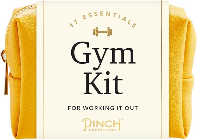 Pinch Provisions Gym Kit, includes 15 Personal Care Essentials for Wellness & Beauty, Perfect for Gifts, Gym Bags, Duffle Bags & Lockers (Mustard)