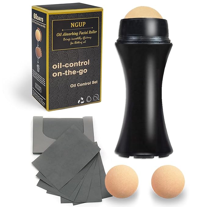 103 PCS Volcanic Roller Oily Skin Oil Control On The Go Volcanic Face Roller Oil Absorbing Volcanic Roller with Oil Blotting Sheet Paper for Oily Skin Care Oil Control Film Tissues(Type1)