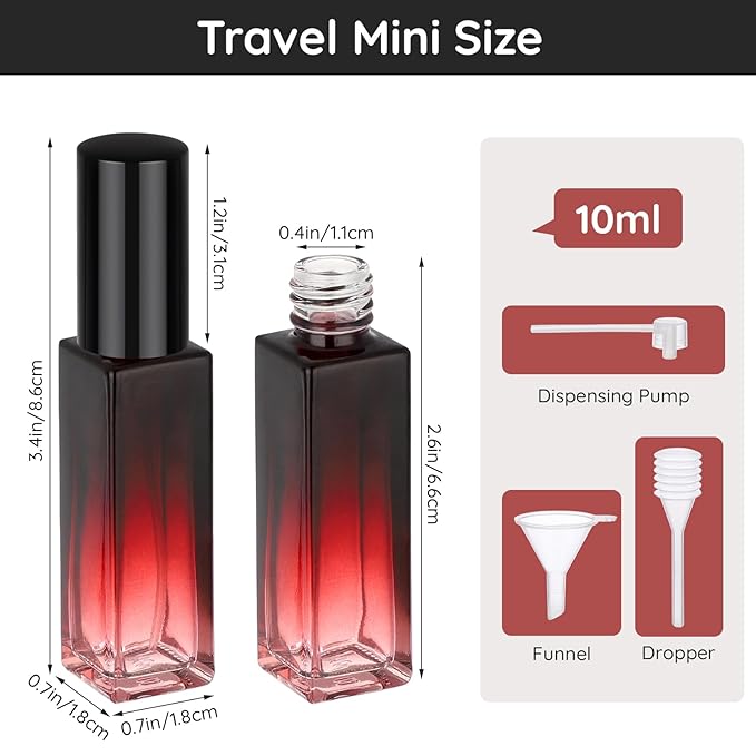 Segbeauty 0.34oz Perfume Atomizer for Travel, 5pcs Glass Refillable Perfume Spray Bottle, 10ml Mini Travel Size Cologne Sprayer Portable, Small Cologne Bottles with Clear Transfer Tool Set
