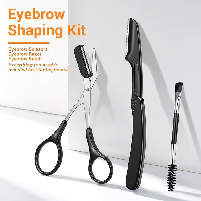 TsMADDTs Tweezers for Men, 8 in 1 Professional Eyebrow Tweezers Kit with Eyebrow Trimmer & Scissors, Razor, Brush, Skin Care Tools