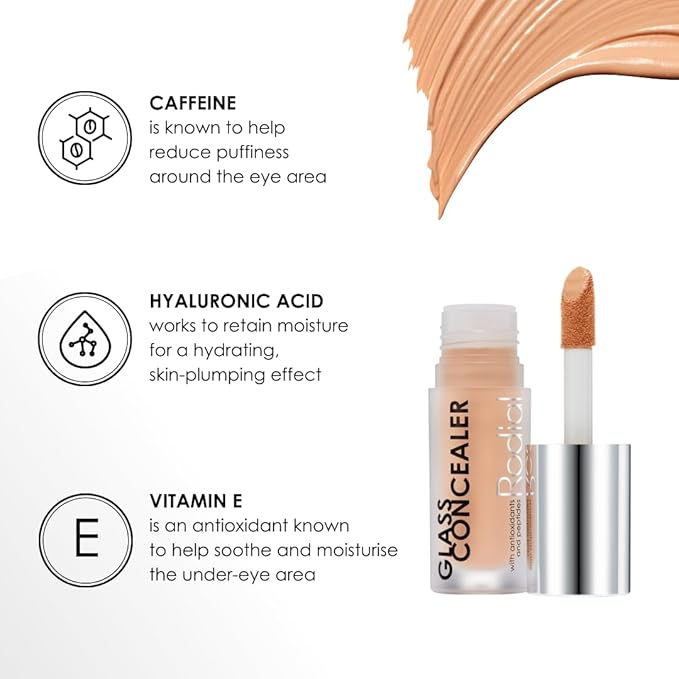 Rodial Glass Concealer Shade 1 - Luminous, Full-Coverage Cream with Peptides and Antioxidants for Flawless Skin, 0.1 fl. oz.