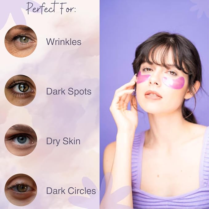 Under Eye Masks (20 Pairs) Collagen & Hyaluronic Acid - Reduce Wrinkles, Dark Circles, Puffy Eyes, Bags, Anti Aging Patches & Face Moisturizer Sensitive Skin Safe- Mothers Day