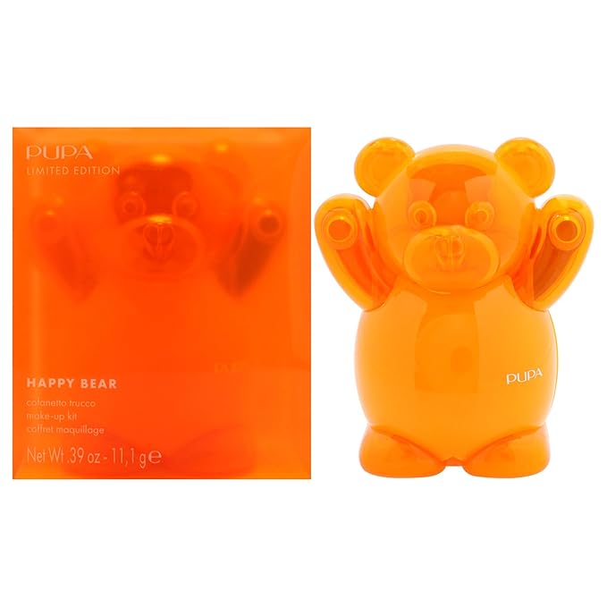 Pupa Milano Happy Bear Makeup Kit, 004 Orange, 0.39 oz - Makeup Gift Set - Makeup Palette - Blush - Eyeshadow - Highlighter - Lip Gloss - Face Makeup
