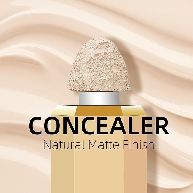 Liquid Concealer Makeup, Full Coverage Concealer, Cream Face Concealer with Cushion Applicator, Highly Pigmented, Natural-Looking, Hydrating, Waterproof Concealer (#04 Ivory)
