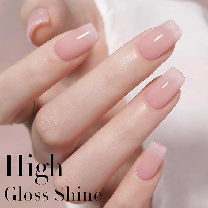 Double Rhythm Gel Polish Translucent Sheer Neutral Natural Light Milky Same Color Same Bottle 15ML Jelly Polish Art DIY at Home (Baby Pink-A1376)
