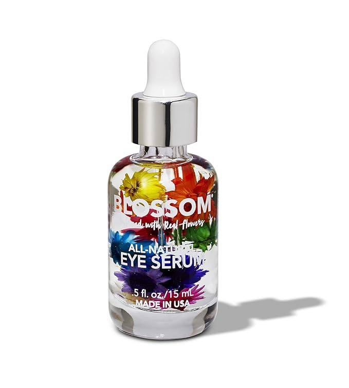 Blossom All Natural Organic Cruelty Free Moisturizing Eye Serum with Essential Oils, Infused with Real Flowers, Made in USA, 0.5 fl. oz., Spring Bouquet