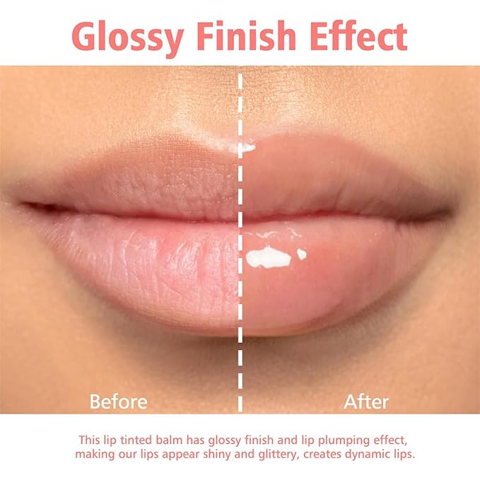 GECOMO Lip Glowy Balm, Moisturizing Lip Gloss, Nourishing Glossy Transparent Plumping Oil, Non-sticky Tinted Toot Lip Balm for Lip Care (GRAPEFRUIT) 0.35oz