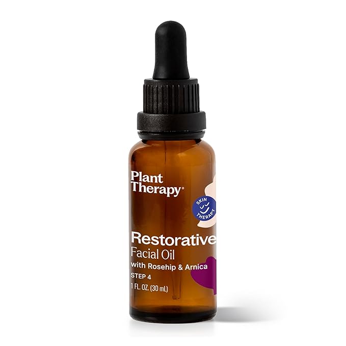 Plant Therapy Restorative Facial Oil with Rosehip & Arnica 1 oz Natural Ingredients, Restore & Protect Skin, Antioxidants and Fatty Acids, Deeply Nourish Skin