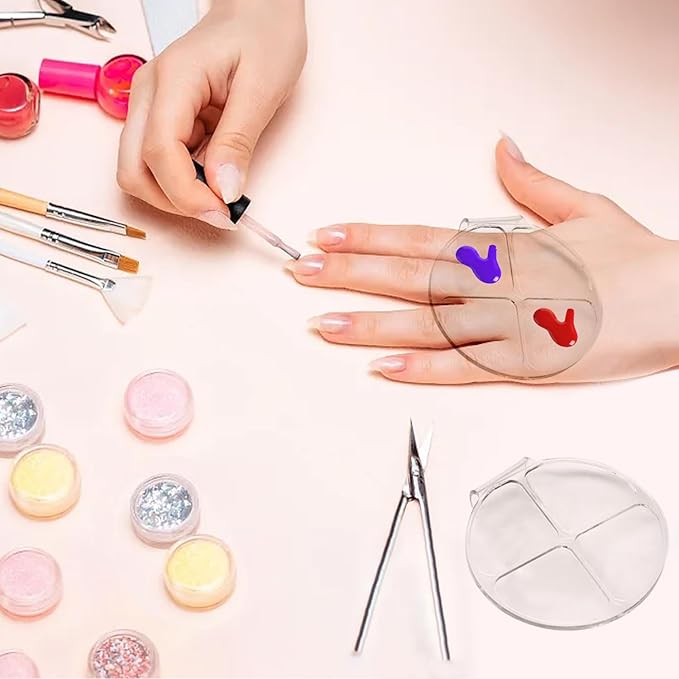 yueton 2PCS Acrylic Makeup Mixing Tray Makeup Palette Spatula Eyeshadow Makeup Hand Palette Nail Art Transparent Palette Hand Makeup Mixing Palette Cosmetic Foundation Dish for Makeup Foundation