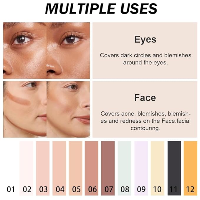 Kaely Color Correcting Concealer,Cream Pot Concealer Full Coverage,under Eye Concealer Palette for Conceals Dark Circles,Waterproof Foundation Face Makeup,06 Light Coffee